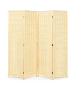 4-Panel Portable Room Divider Screen-Natural
