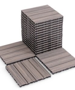 18 Pieces Interlocking Deck Tiles Waterproof Outdoor Flooring Covering-Grey