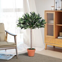 Outsunny 3ft Artificial Olive Tree Indoor Plant Greenery for Home Office Potted in An Orange Pot
