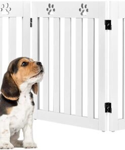3 Panels Folding Pet Gate-White