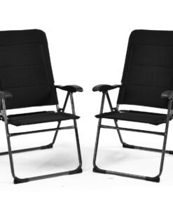 2-Piece Padded Patio Lounger Chair with 7 Adjustable Backrest Positions-Black