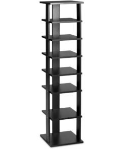Wooden Vertical Shoe Rack with 7 Shelves-Black