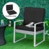 Outsunny 2 Piece Garden Chair Cushions with 1 Seat Cushion 1 Back Pad for Rattan Sofa Chair, Outdoor Seat Pads for Indoor and Outdoor Use, Black
