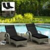 Outsunny Set of 2 Sun Lounger Cushions, Replacement Cushions for Rattan Furniture with Ties, 196 x 55 cm, Cushion ONLY, Black