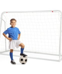 2-in-1 Kids Soccer Rebounder and Soccer Goal for Kids Aged 6+ Years Old-White