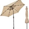 3-Tier Solar Powered LED Lighted Patio Umbrella-Beige