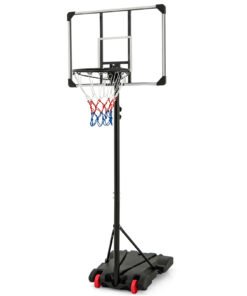 223-253 cm Portable Basketball Hoop with Front Wheels and Fillable Base