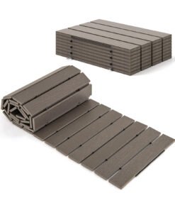 242 cm Outdoor Pathway Roll Out Straight Walkways with Metal Wire Connection-Grey