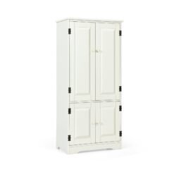 Antique Wooden Storage Cabinet Cupboard Shelf-White