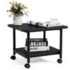 2 Tier Wooden Printer Stand with 360° Swivel Casters-Black