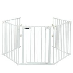 5 Panel Baby Safety Playpen Fireplace Barrier Gate Room Divider-White