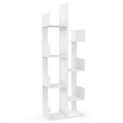 8-Tiers Floor Standing Tree Shaped Bookshelf-White