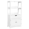 Freestanding Wooden Storage Cabinet with Open Shelves-White