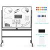 Mobile Magnetic Double-Sized Whiteboard with 4 Lockable Wheels