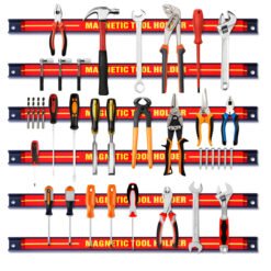 Set of 6 Magnetic Tool Strip Holder with Mounting Screws