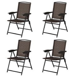 Set of 4 Patio Folding Chairs Portable Garden Armchairs Adjustable