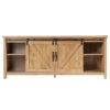 Modern TV Cabinet for 60-Inch TV Wooden Media Storage Shelves-Orange