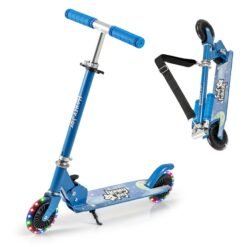 Foldable Kids Scooter Adjustable with Lighted Wheels and Kickstand-Blue