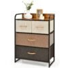 Vertical Dresser Storage Tower with Wooden Top and 4 Drawers