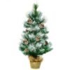 2 Feet Snow Flocked Pine Artificial Christmas Tree with Pine Cones