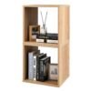 Set of 2 Bookcase Stackable Nightstand with Storage Cubes-Natural
