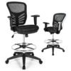 Mesh Drafting Chair with Adjustable Footrest-Black