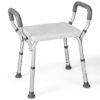 Bath Chair Shower Bench with Detachable Padded Arms-Grey