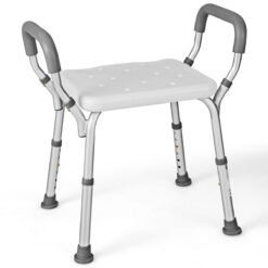 Bath Chair Shower Bench with Detachable Padded Arms-Grey