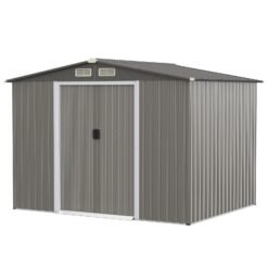 Outdoor Storage Shed with Foundation for Garden Yard-Dark Grey