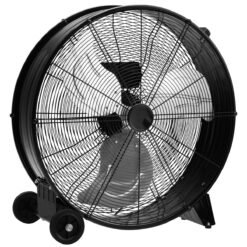 24 Inch High-Velocity Industrial Floor Fan with Wheels and Handle-Black