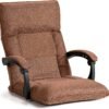 Floor Sofa Chair with 14-Position Adjustable Backrest-Brown