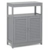 Bathroom Floor Cabinet with Double Shutter Door and Adjustable Shelf-Grey