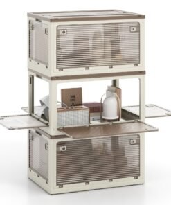 292 L Collapsible Storage Bins 3-Pack Stackable Storage Boxes with Lids-White