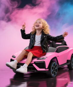 AIYAPLAY 12V Licensed Lamborghini Electric Cars for Kids, Ride On Car with Remote Control for 3-6 Years Old, Pink