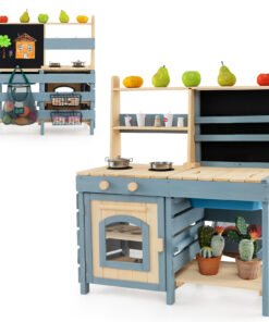 2 In 1 Outdoor Mud Kitchen with Metal Baskets and Storage Bag