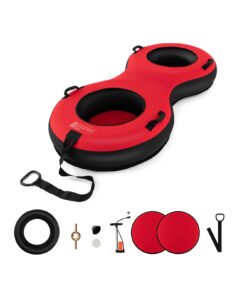 2-Person Inflatable Snow Tube for Adults Kids-Red