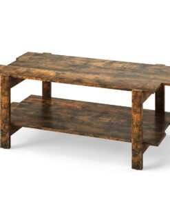 2-Tier Coffee Table with Storage Shelf for Living Room-Walnut