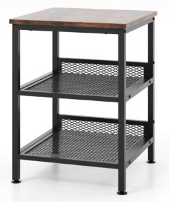 3-Tier End Table with 2 Mesh Storage Shelves for Living Room-Coffee