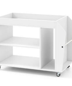 3-Tier Side End Table Rolling Nightstand with Universal Wheels-White