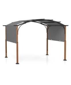 300 x 360 cm Retractable Pergola Arched Patio Pergola with Sun Shade Canopy-Grey