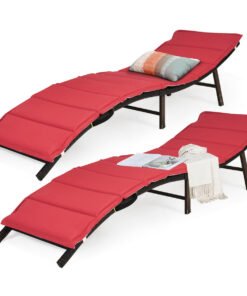 2PCS Folding Chaise Lounge Double-sided Cushioned