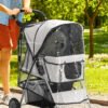 PawHut Dog Stroller Rain Cover, Cover for Dog Pram Stroller Buggy w/ Rear Side Entry