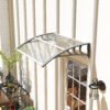 Outsunny Front Door Canopy Outdoor Awning Aluminium Rigid Plastic Polycarbonate Rain Shelter UV Water Rain Resistant 100 x 75cm Clear