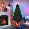 HOMCOM 5FT Pre-Lit Fibre Optic Artificial Christmas Tree Holiday Xmas D?cor with Tree Topper Multi-Colour
