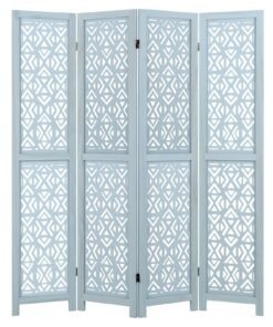 165cm 4-Panel Wooden Room Divider with Carved Cutout Pattern and Solid Wood Frame-4-Panel