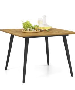 4-Person Acacia Wood Patio Table with Metal Legs