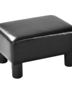 40 cm Rectangle PU Leather Small Footstool Ottoman-Black