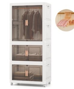 421L Storage Bins with Lid Portable Plastic Wardrobe Closet Organizer-White