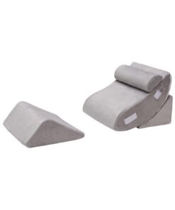 4 Pieces Memory Foam Bed Wedge Pillow Set with Machine Washable Cover-Grey