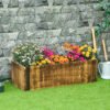 Outsunny 109L Raised Garden Bed, Wooden Rectangle Planter Box, Outdoor Herb Vegetable Flower Pot (100L x 40W x 30H cm)